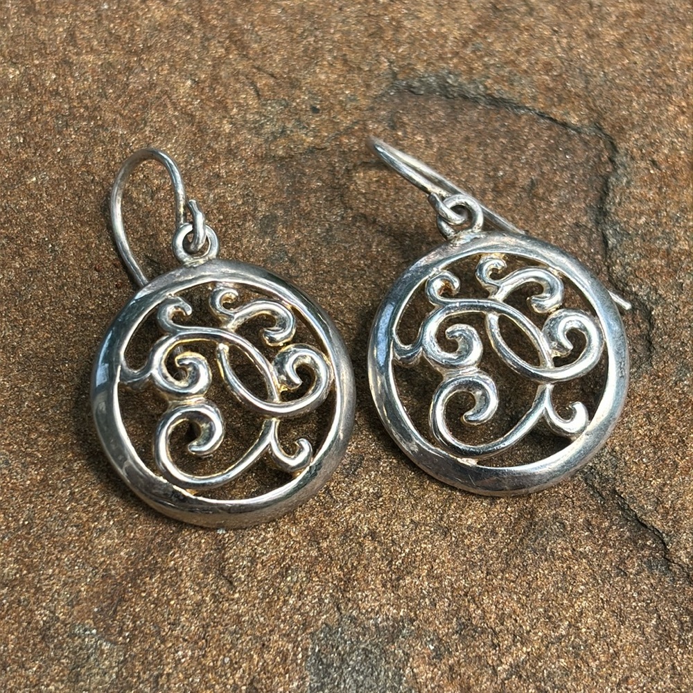 Sterling Silver Round Swirl Earrings